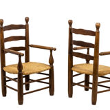 Pair of mulched armchairs made of natural beech, 1950s