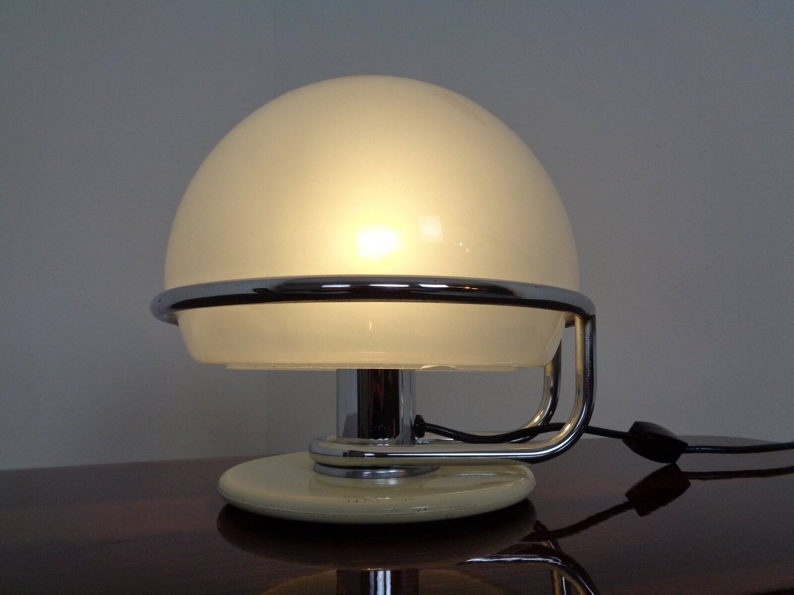 Italian Glass & Chromed Steel Table Lamp, 1960s
