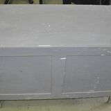 Commode vintage grise en pin peint, années 1950, style industriel, 4 tiroirs
