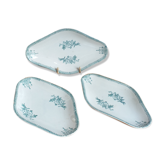set of 3 half-porcelain ravines of Saint Amand from the 1930s