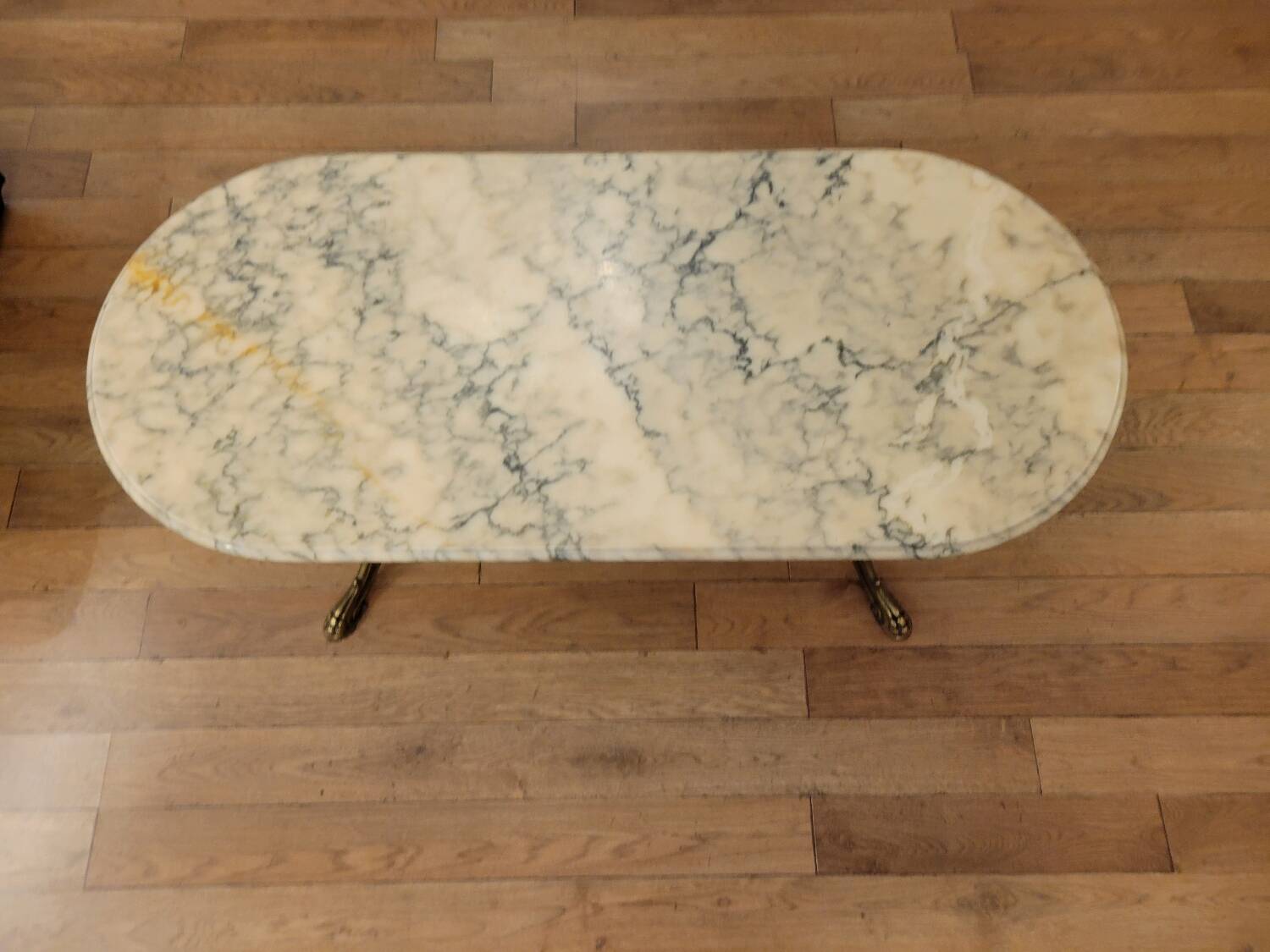 Coffee table in gilded bronze and marble