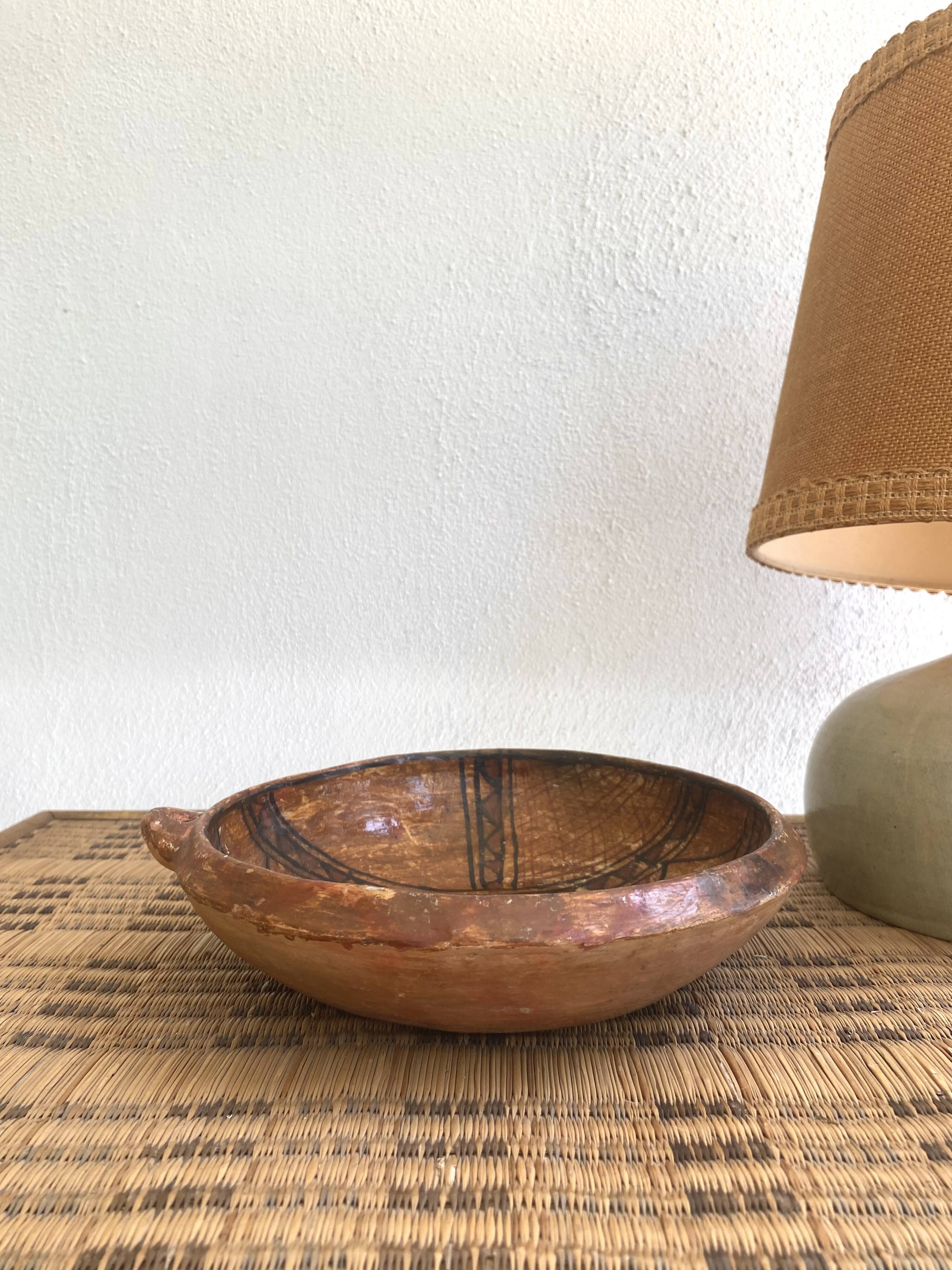 Berber dish, painted terracotta