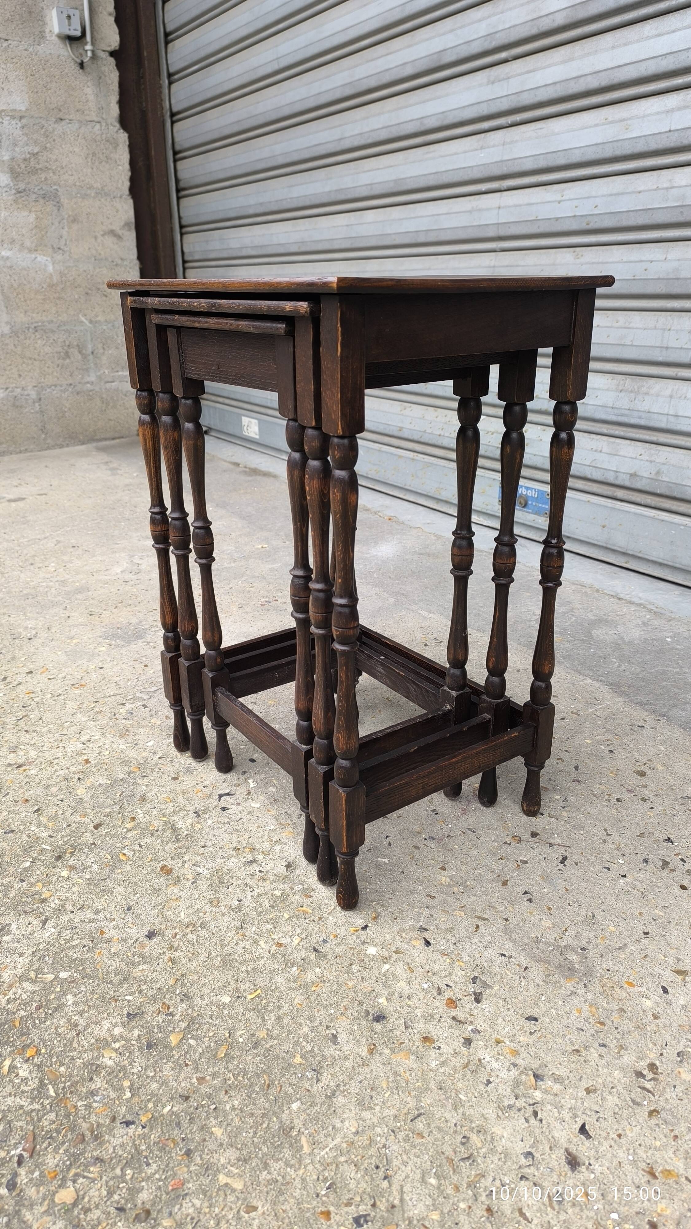 Nest of tables in solid oak 1950