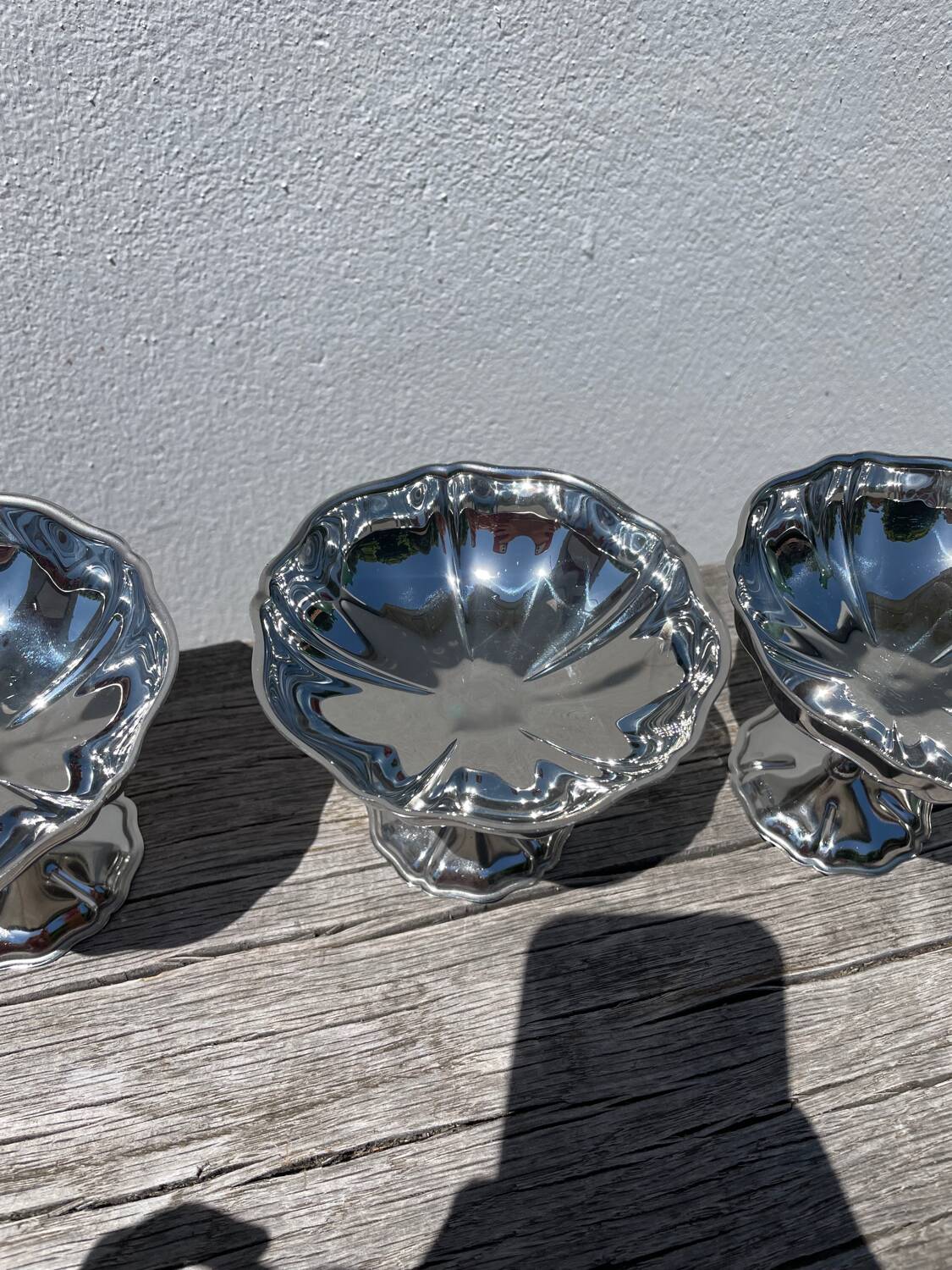 6 large stainless steel bowls 1970