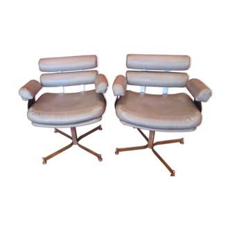 Paire de fauteuils pivotants, années 70