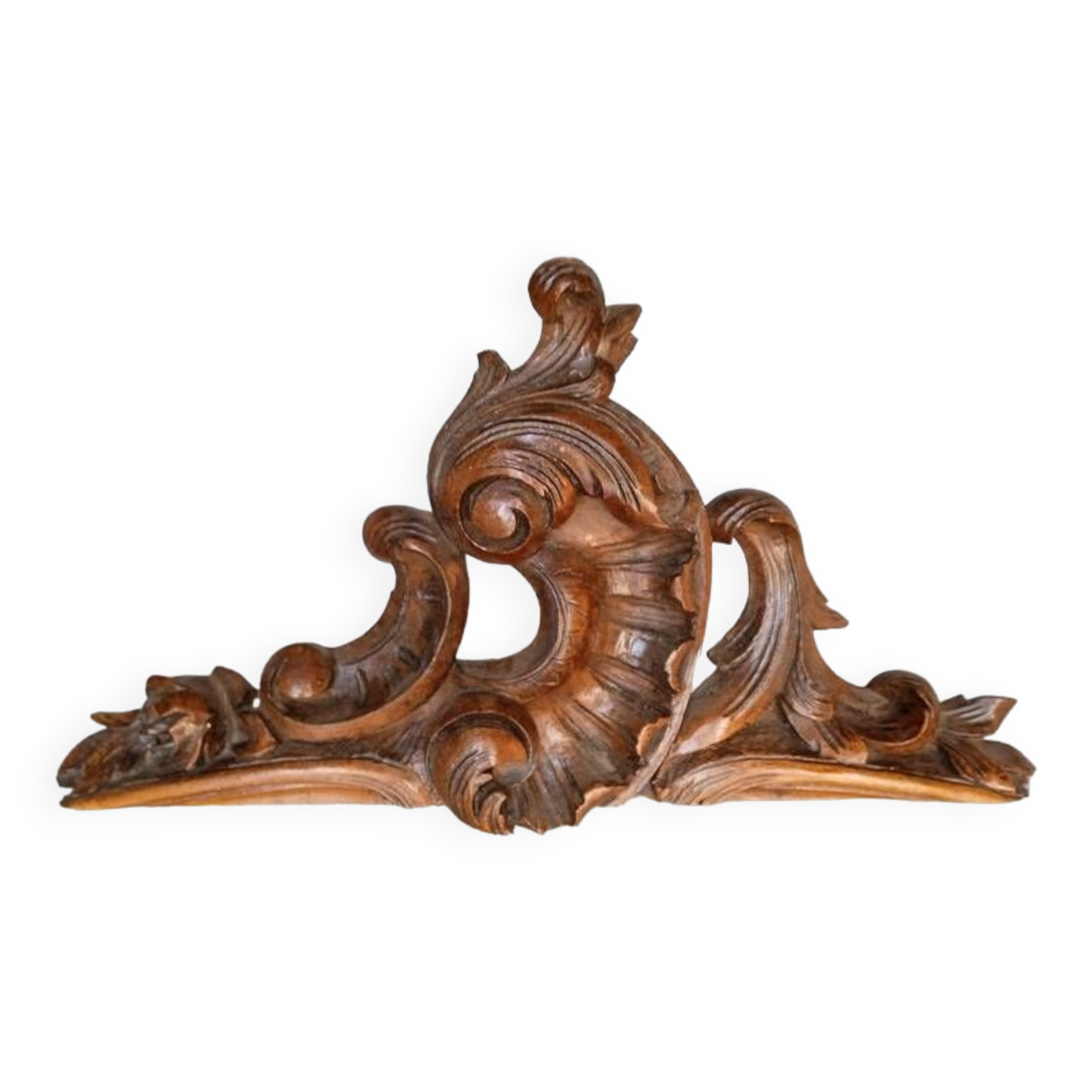 Pediment carved woodwork St Louis XV ep 19th century