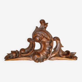 Pediment carved woodwork St Louis XV ep 19th century