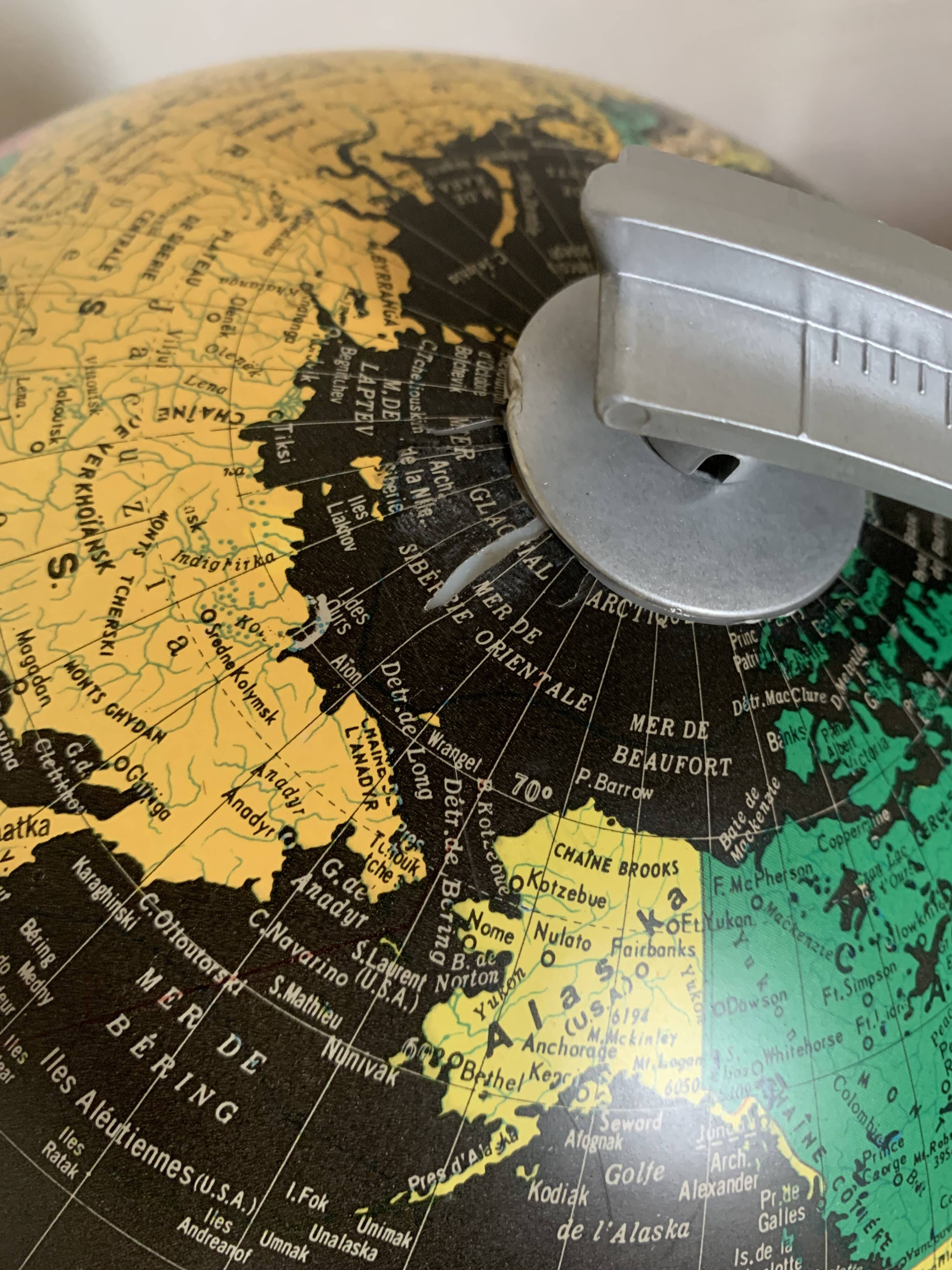 Black world map globe