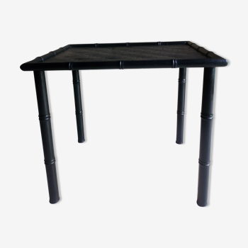 Table d'appoint bois et bambou noire