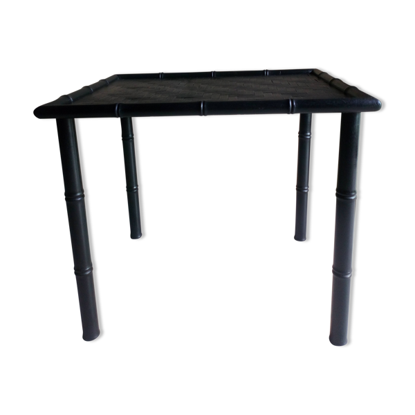 Table d'appoint bois et bambou noire