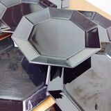 9 assiettes plates noires Arcoroc