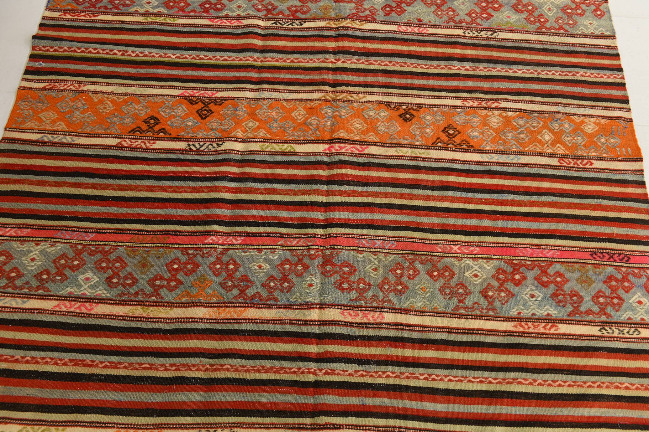 Red & Orange Mid Century Modern Kilim Rug, 174x267Cm