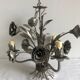 Mid-20th century 3-light floral chandelier in sheet steel