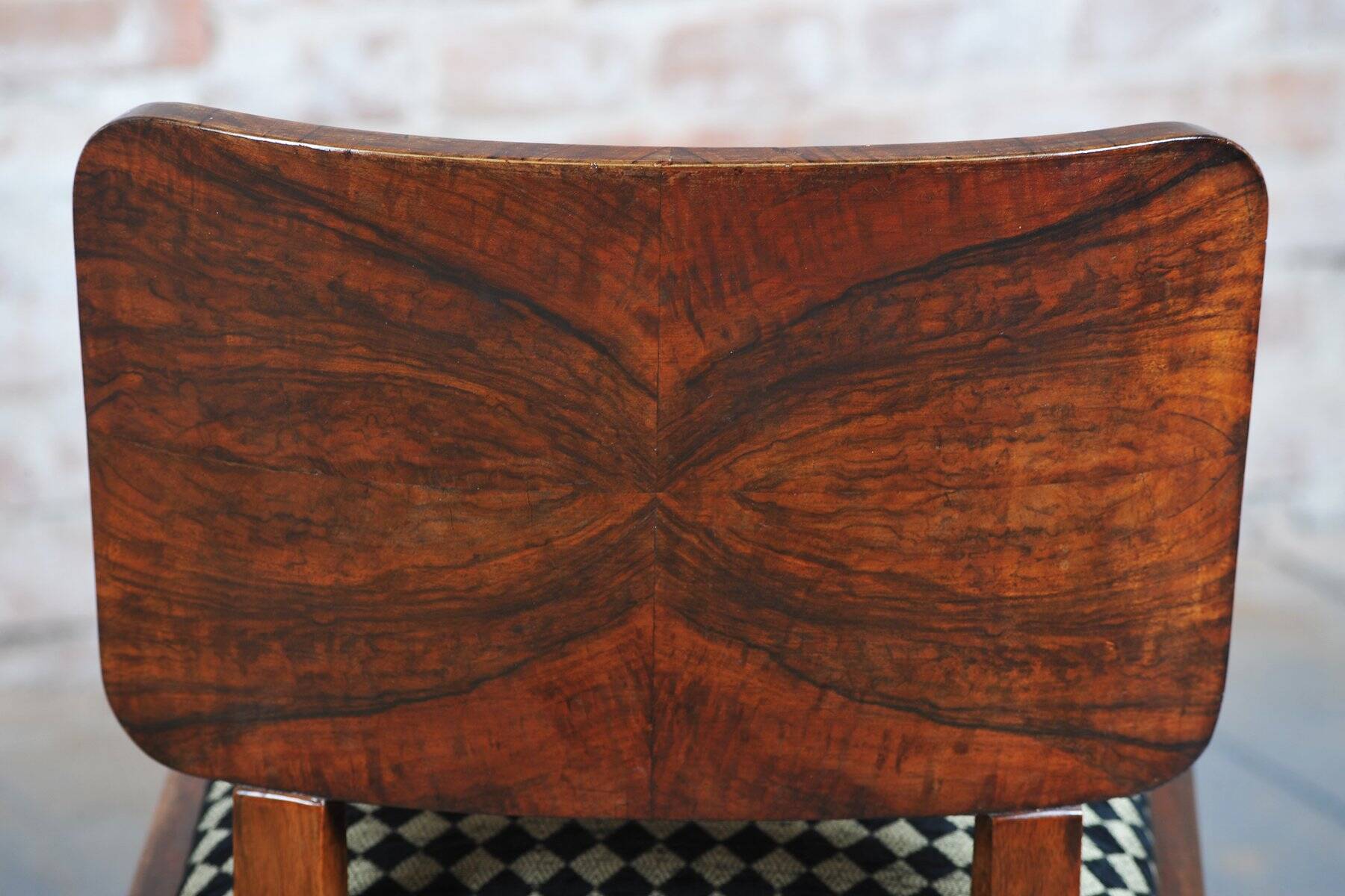 Vintage Art Deco Chairs in Beech and Walnut Veneer, Czech, 1920s, Set of 4