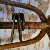Vintage industrial stool, Metal and Wood