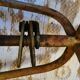 Vintage industrial stool, Metal and Wood