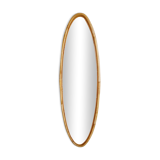 Miroir ovale en rotin 1960