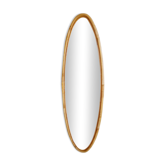 Miroir ovale en rotin 1960