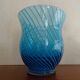 Blue spiral blown glass vase
