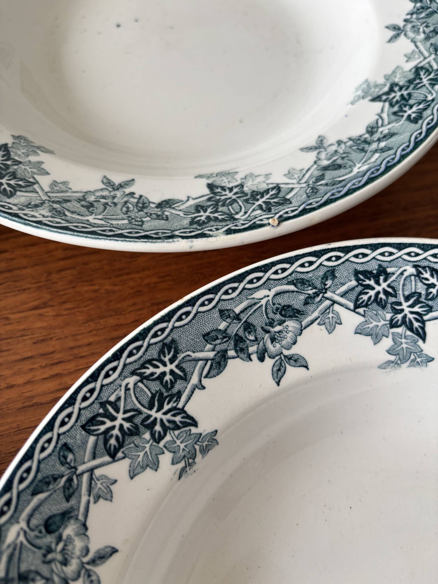 Set of 4 blue deep plates Terre de Fer Moulin des Loups summer