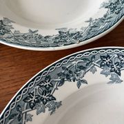 Set of 4 blue deep plates Terre de Fer Moulin des Loups summer