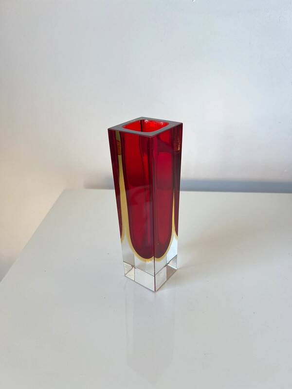 Vintage Murano blown glass sommerso vase - made in Italy