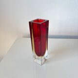 Vintage Murano blown glass sommerso vase - made in Italy