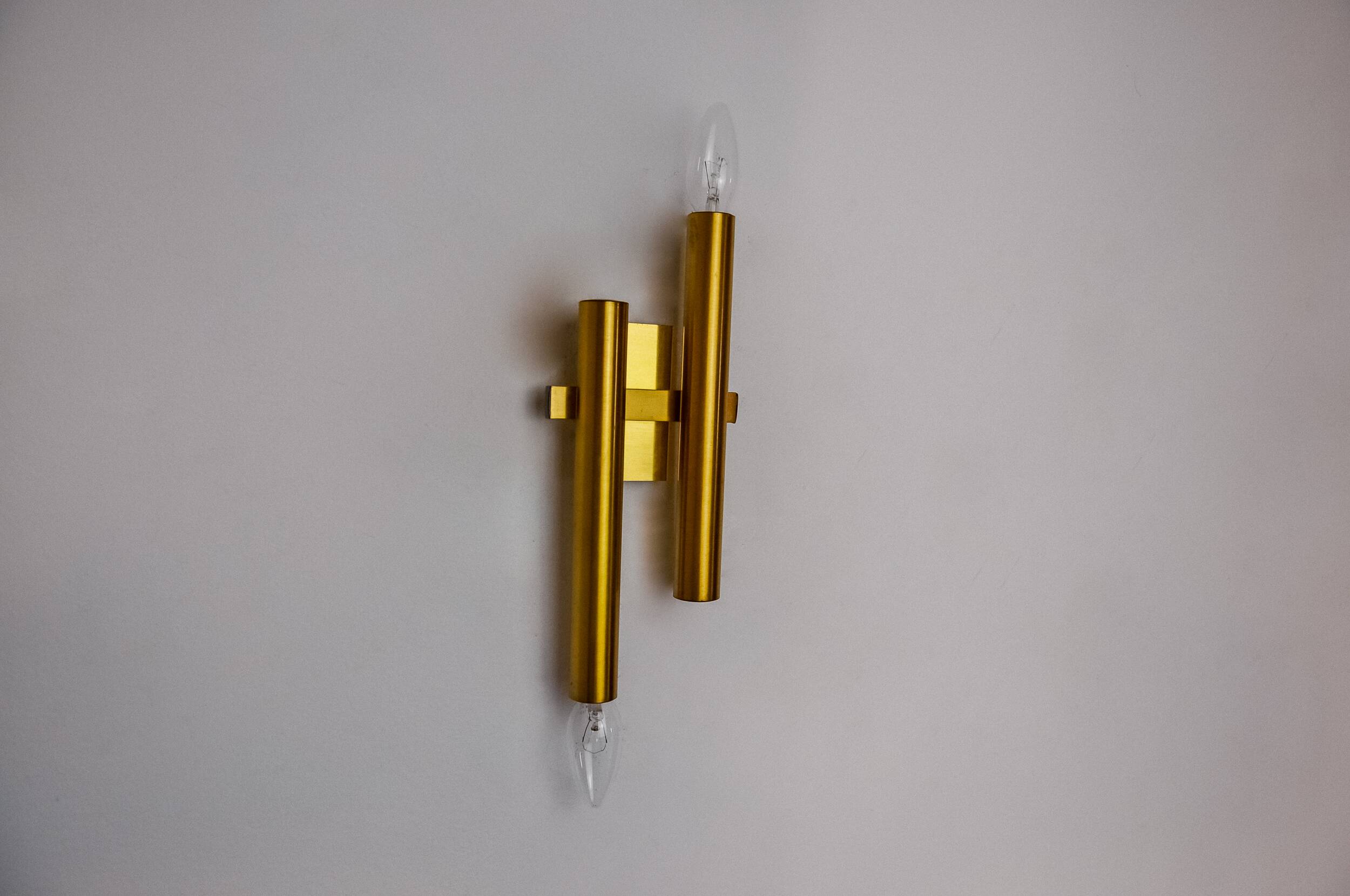 Tubular wall lamp by Maison Sciolari, 2 lights, Italy, 1970