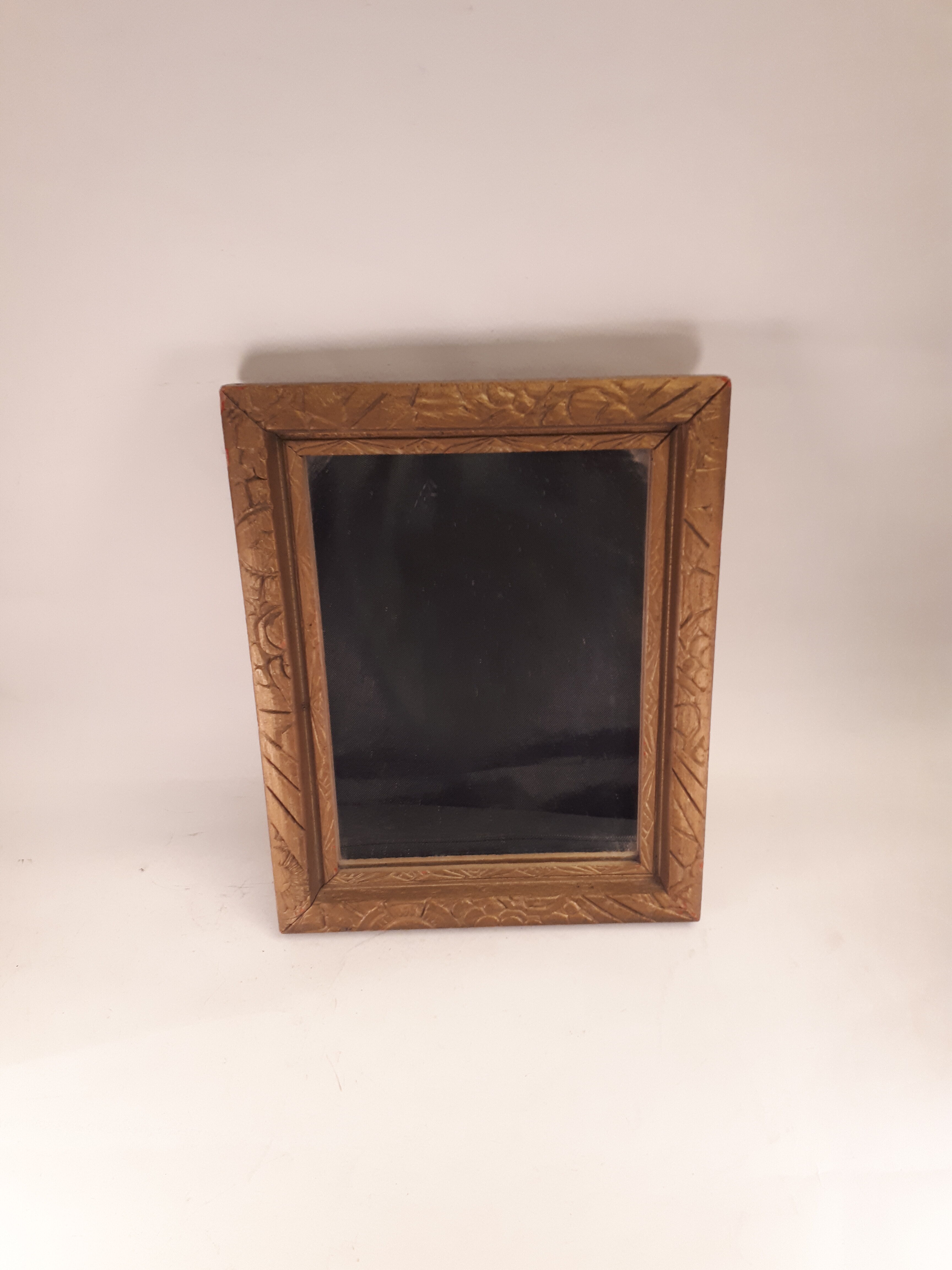 Rectangular mirror frame golden wood art deco flowers 1930