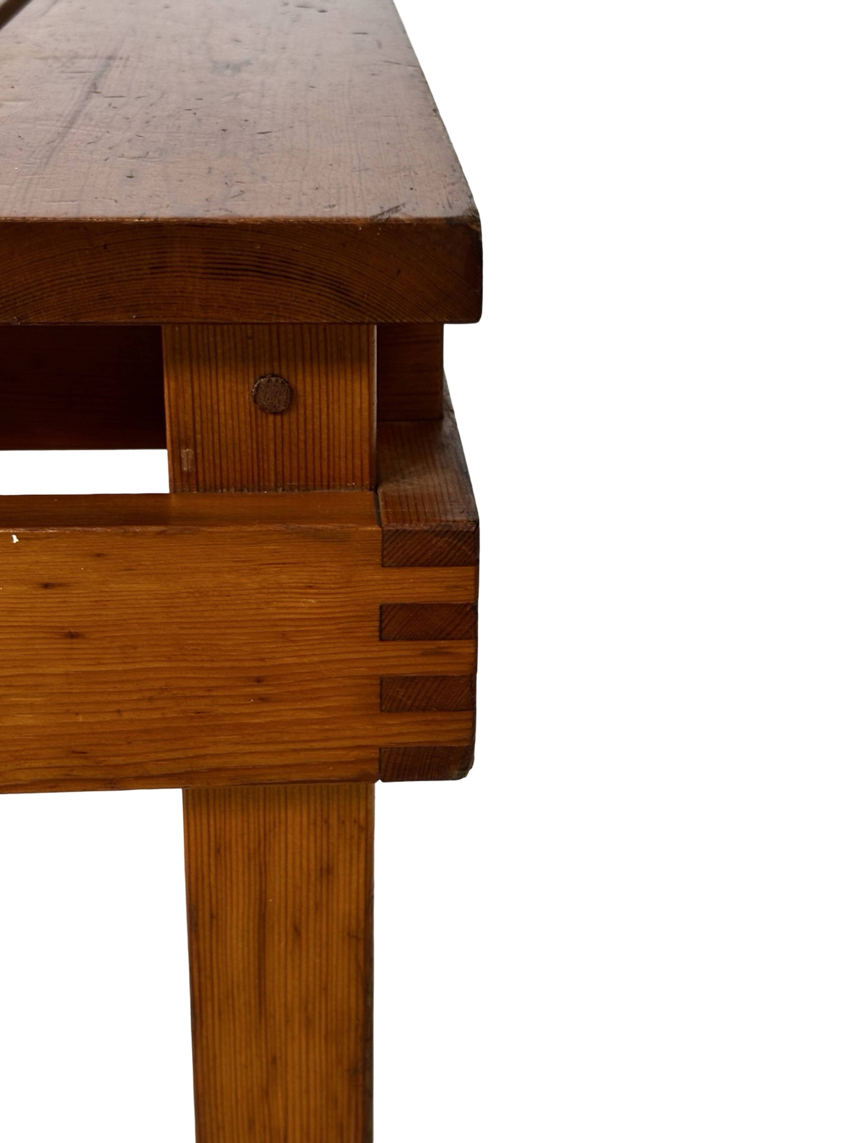 Vintage Pinewood Slatted Coffee Table Design 1970s