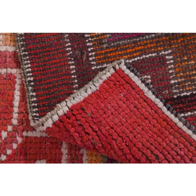 Vintage Turkish Hand-Knotted Wool Cotton Red Runner Rug 88x299