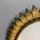 Midcentury bohemian hollywood regency spanish gilt metal sun mirror, 1960s