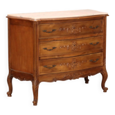 Antique baroque-style walnut chest of drawers with 3 drawers, 20th century.