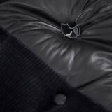 Vintage Mid-Century Scandinavian Modern Glamour Leather Black & Gold Sofa