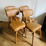 Suite de 4 chaises pieds compas