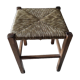 Stool solid wood seat straw feet patinated dp 0922131