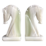 Pair of onyx horse head bookends