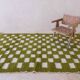 Green checkered rug - 288 x 184 cm