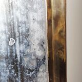 Large vintage Moroccan artisan wall mirror from the 50s-70s, made of solid brass, arch-shaped.