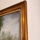 Old Oil Painting Canvas Pastoral Landscape Cow Gérard Roux