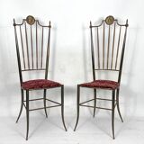 Paire vintage de chaises hautes en laiton de Chiavari, Italie Années 1950