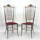 Vintage pair of Brass Tall Chairs from Chiavari, Italy 1950s