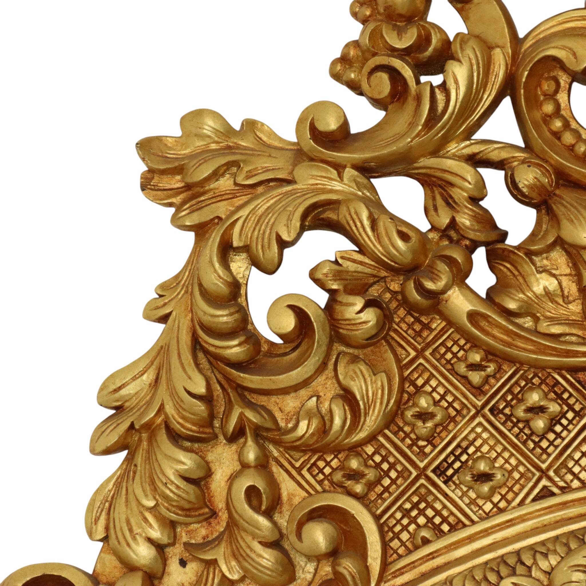 Large Classic Wooden Mirror, Rococo Style Chinoiserie, 124 cm