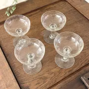 Champagne coupes etched set of 4