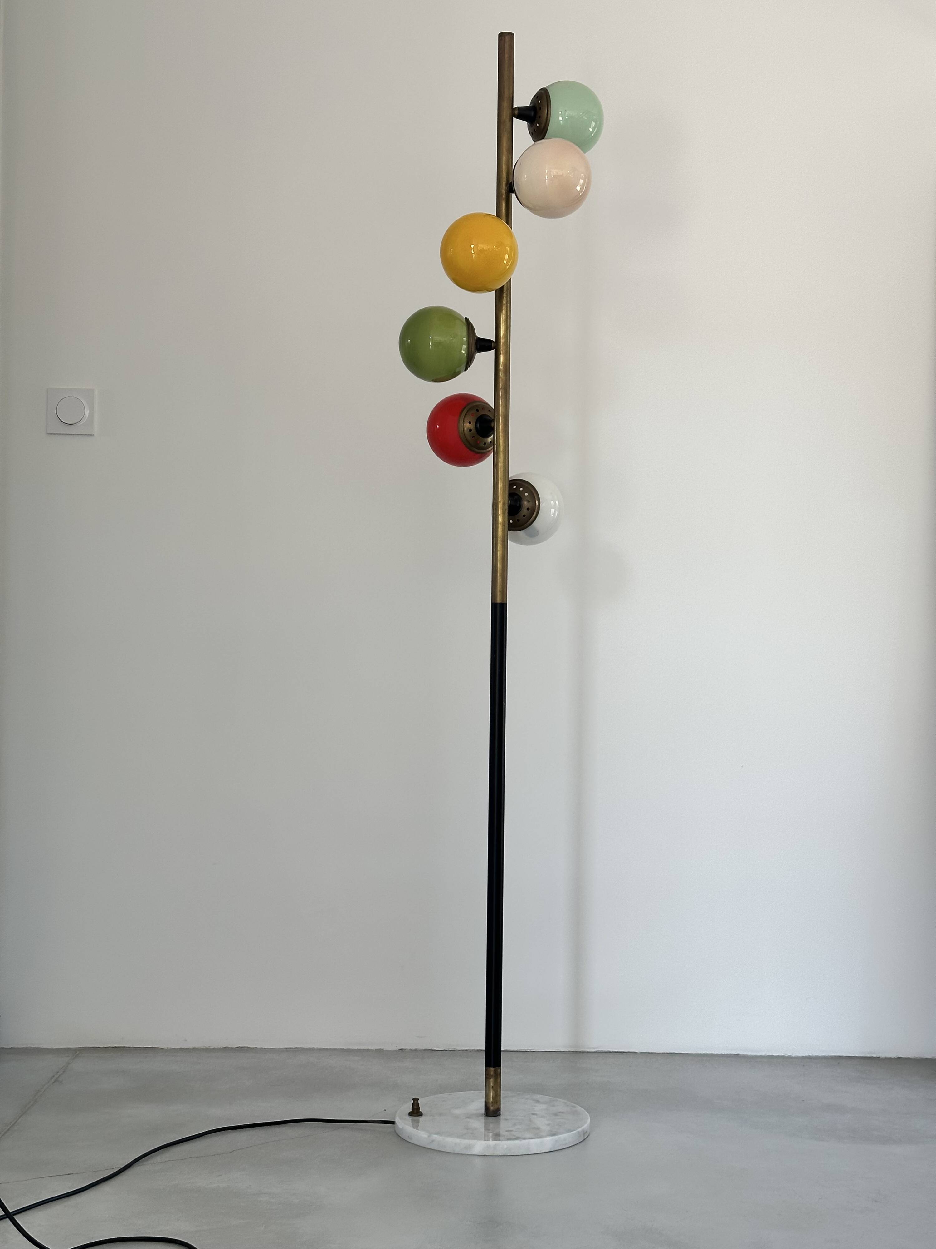 Designer floor lamp model 'galassia' stilnovo style, italy