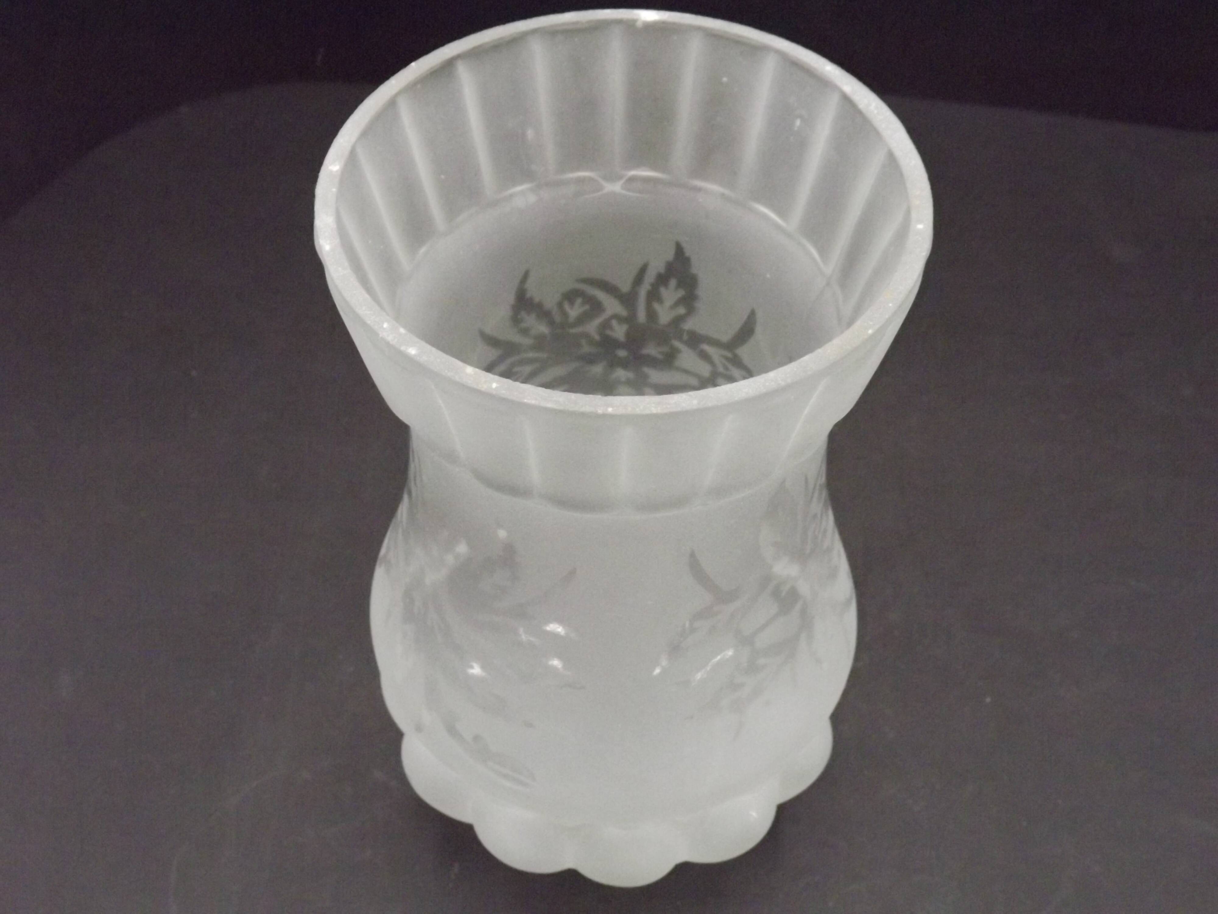 French vintage Victorian style white opaque patterned glass shade 0142