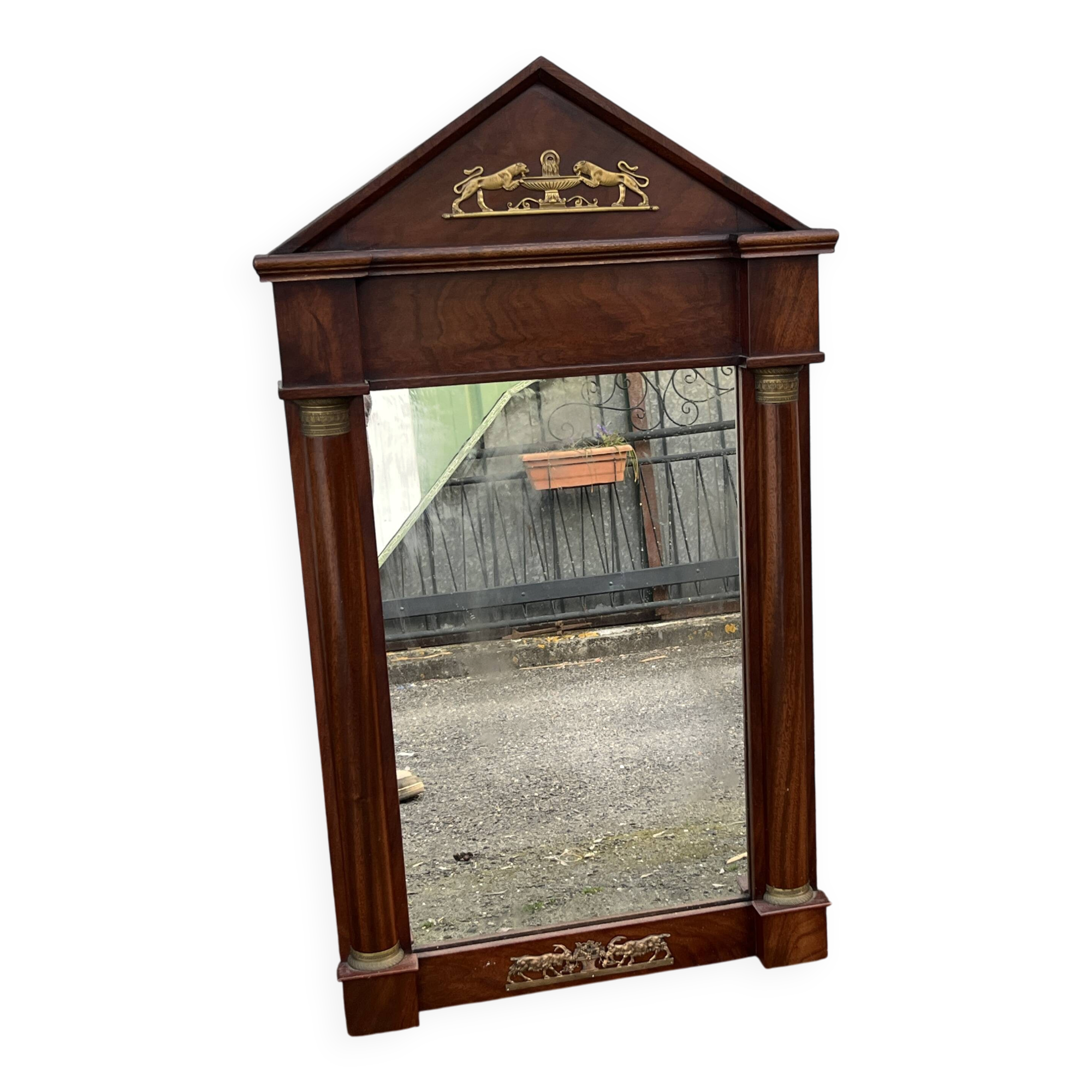Empire mirror in mahogany and gilded bronze - Detached columns
