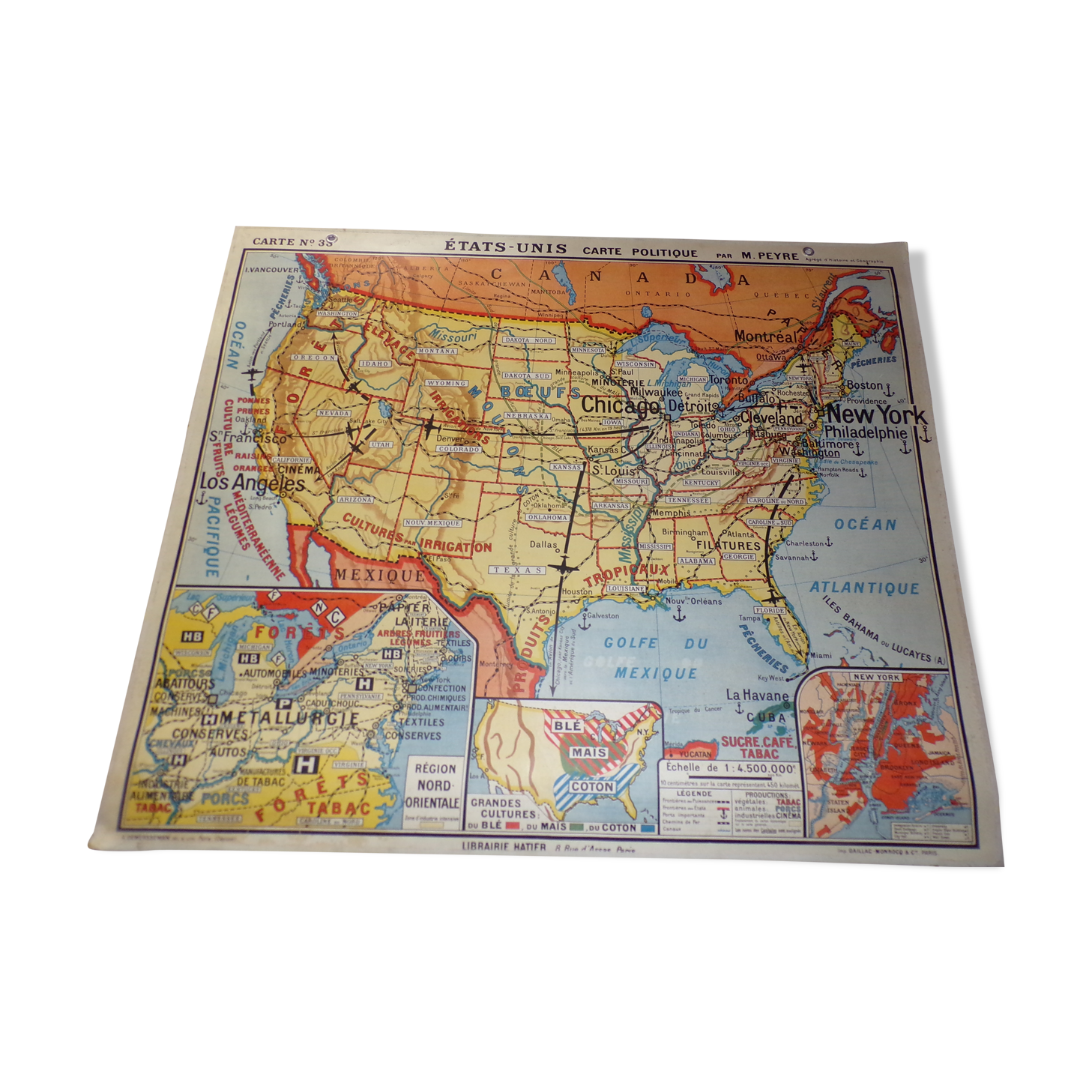 Carte Etats Unis  N°33  recto verso