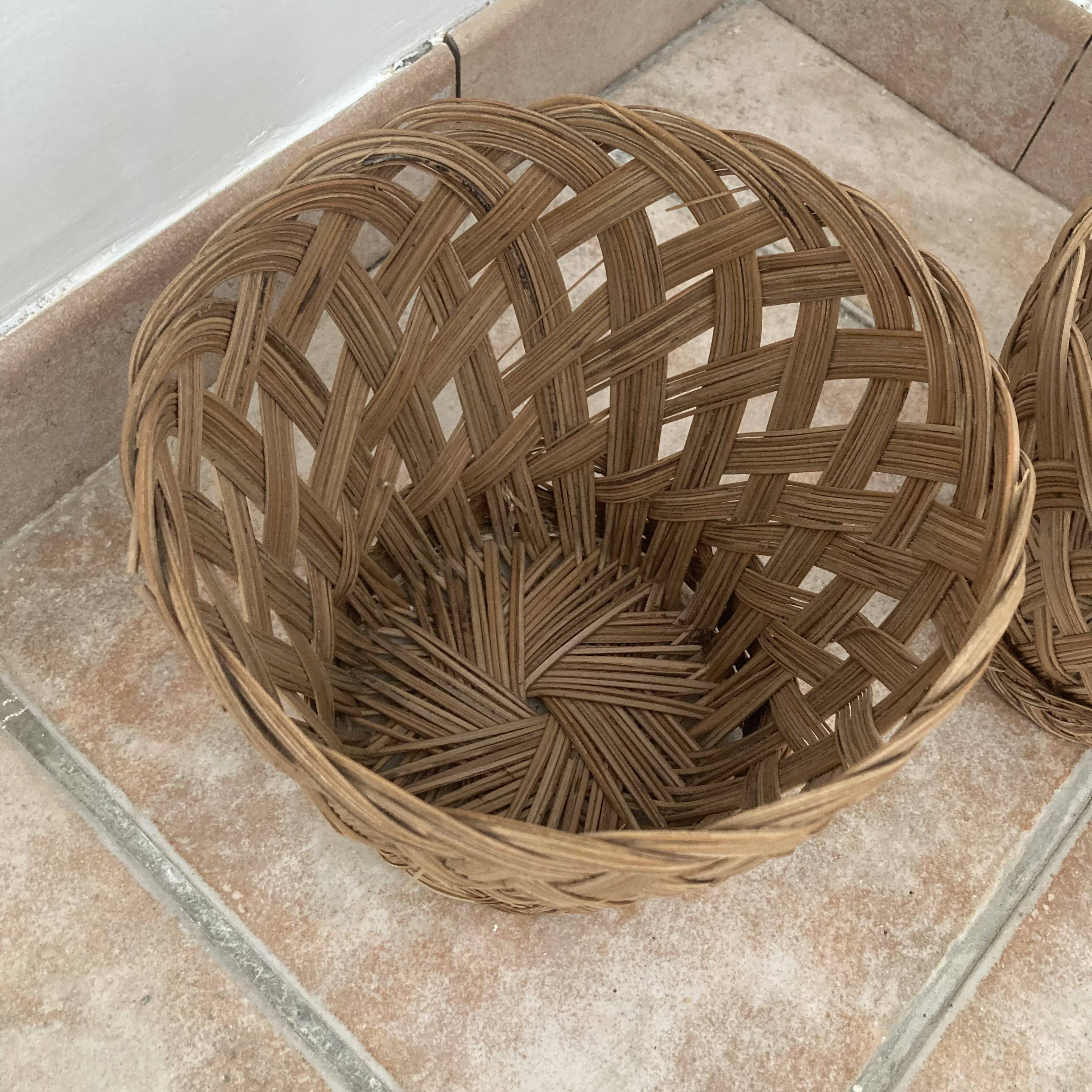 Vintage woven wicker plant pot cover