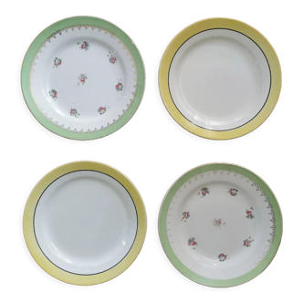 Yellow and green mismatched vintage flat plates